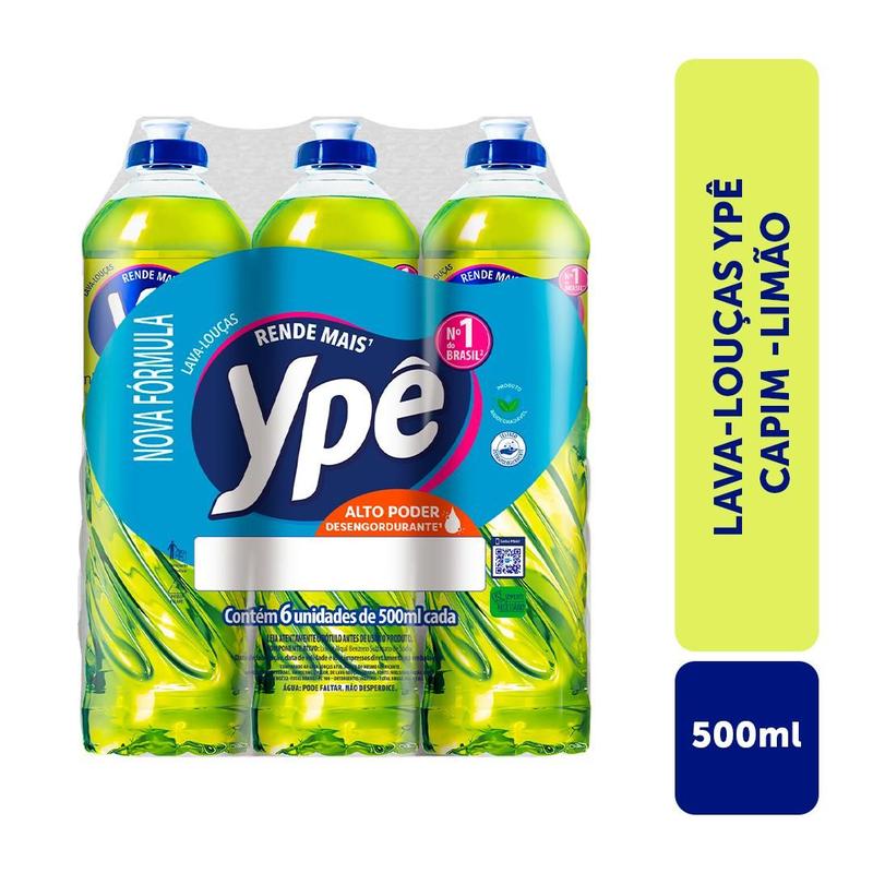 Detergente Ypê Capim Limão 500ml Com 6 Unidades